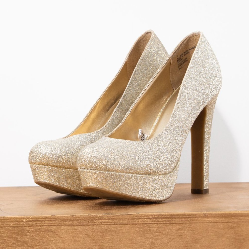 Platform Gold Glitter Heels